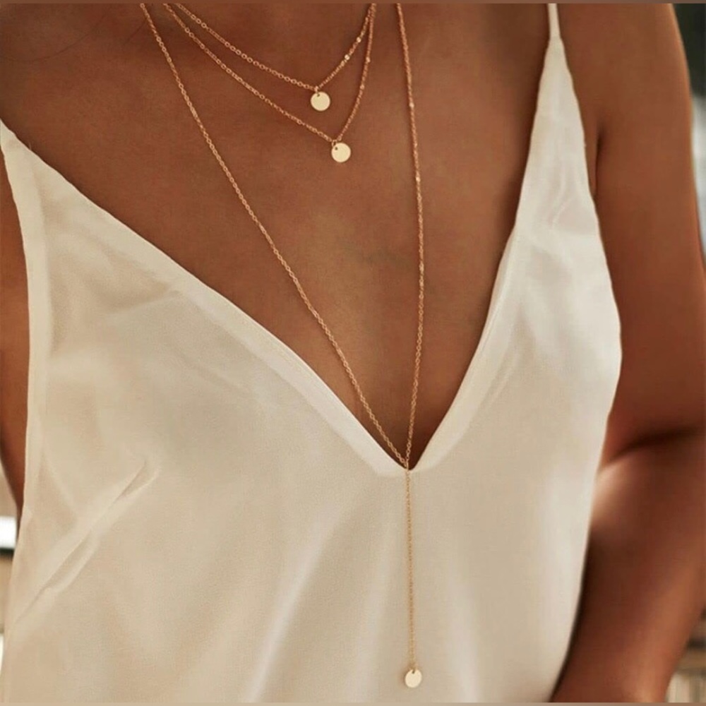 Round Pendant Layered Necklace Set - Picture 2 of 12